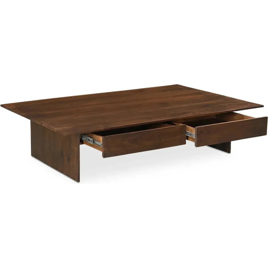 Everett Wood Dark Brown Rectangular Coffee Table - LOOMLAN - Moe's Home - Coffee Tables