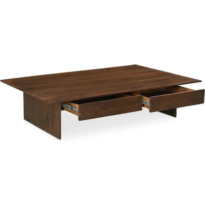 Everett Wood Dark Brown Rectangular Coffee Table - LOOMLAN - Moe's Home - Coffee Tables