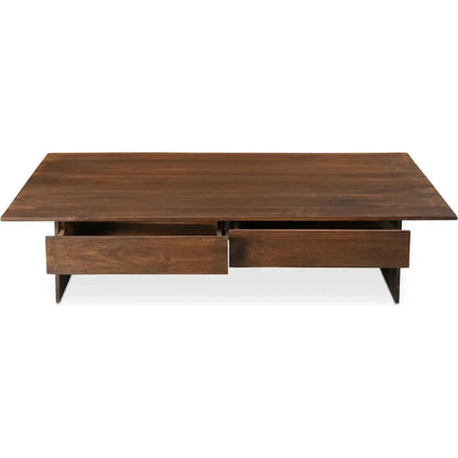 Everett Wood Dark Brown Rectangular Coffee Table - LOOMLAN - Moe's Home - Coffee Tables