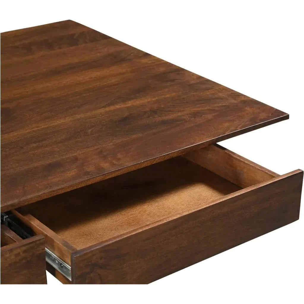 Everett Wood Dark Brown Rectangular Coffee Table - LOOMLAN - Moe's Home - Coffee Tables