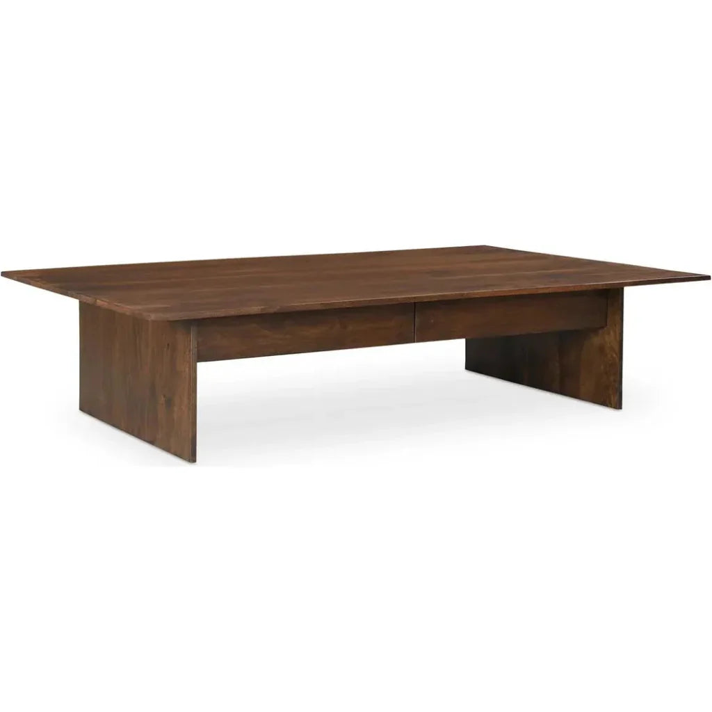 Everett Wood Dark Brown Rectangular Coffee Table - LOOMLAN - Moe's Home - Coffee Tables