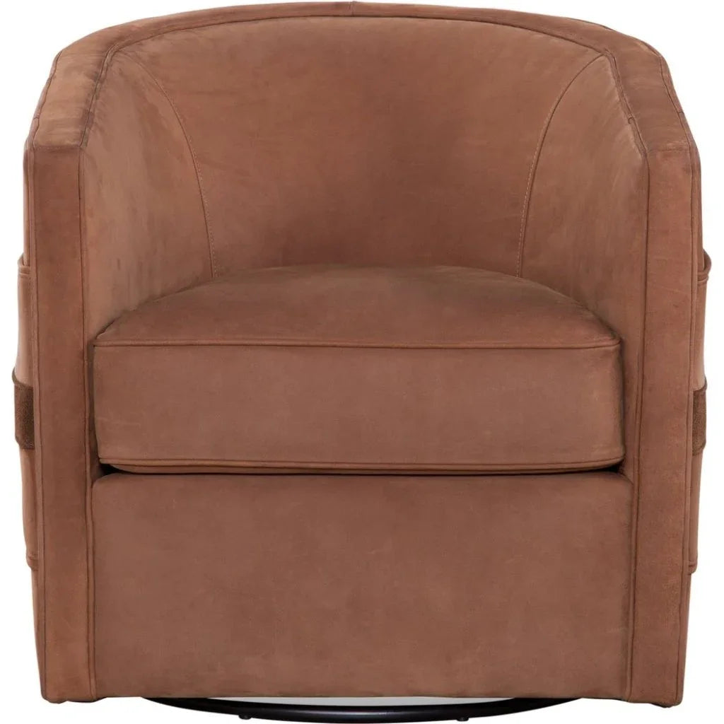 Everlea Leather Comfort Swivel Chair - LOOMLAN - Olivia + Quinn - Club Chairs