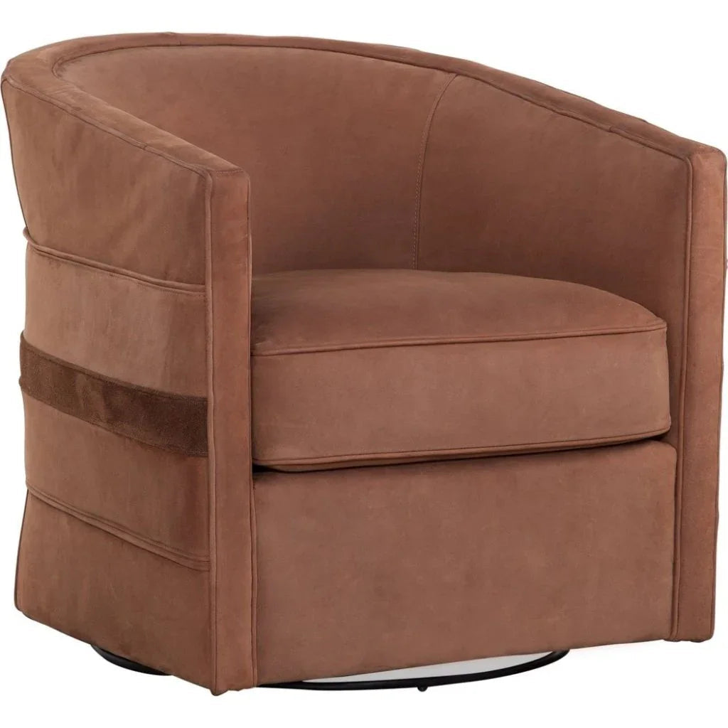 Everlea Leather Comfort Swivel Chair - LOOMLAN - Olivia + Quinn - Club Chairs