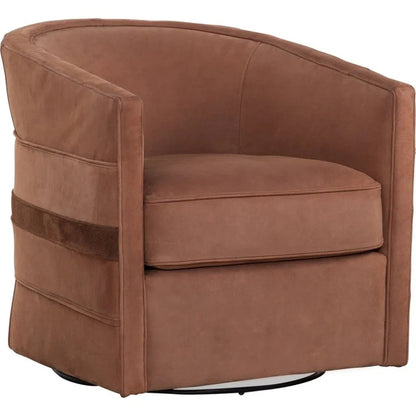 Everlea Leather Comfort Swivel Chair - LOOMLAN - Olivia + Quinn - Club Chairs