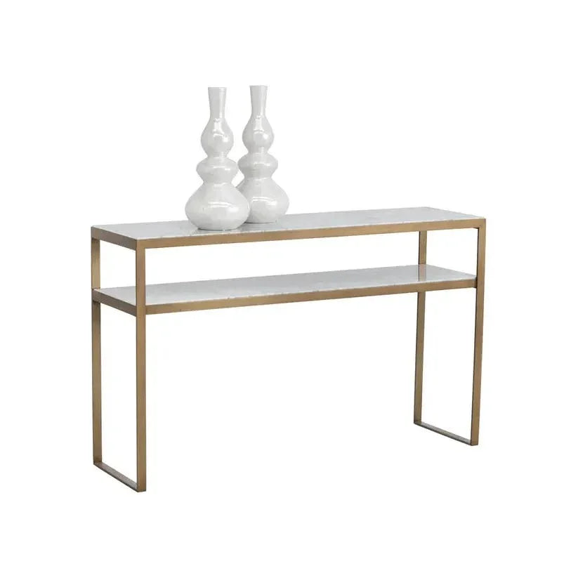 Evert White Marble Top Sofa Table - LOOMLAN - SUNPAN - Console Tables