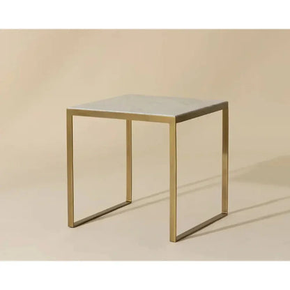 Evert White Marble Topped Square End Table - LOOMLAN - SUNPAN - Side Tables