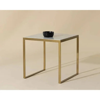 Evert White Marble Topped Square End Table - LOOMLAN - SUNPAN - Side Tables