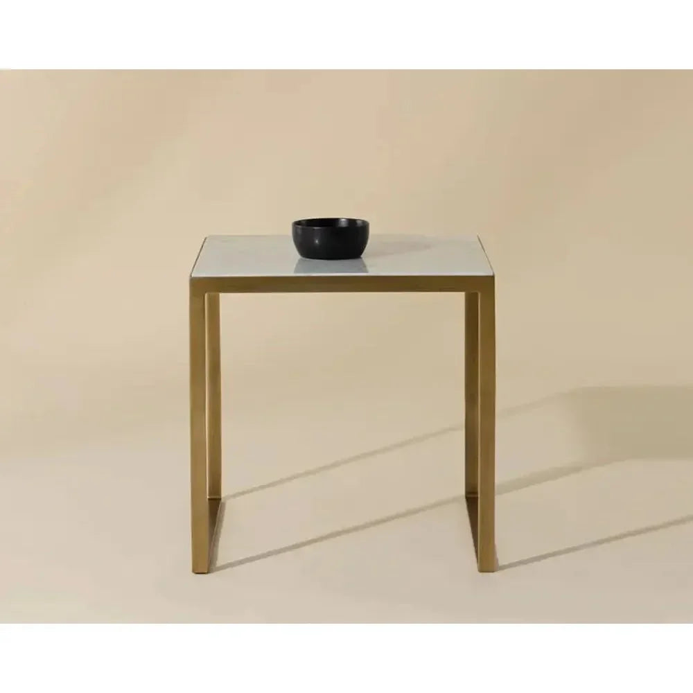 Evert White Marble Topped Square End Table - LOOMLAN - SUNPAN - Side Tables