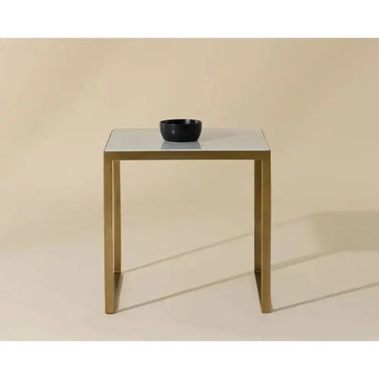 Evert White Marble Topped Square End Table - LOOMLAN - SUNPAN - Side Tables