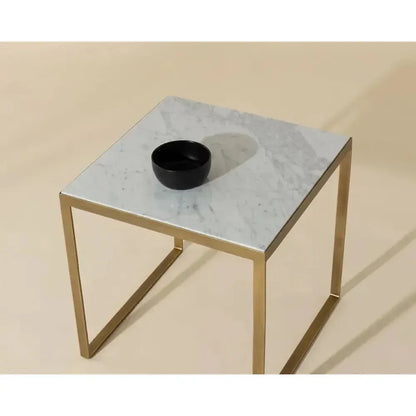 Evert White Marble Topped Square End Table - LOOMLAN - SUNPAN - Side Tables