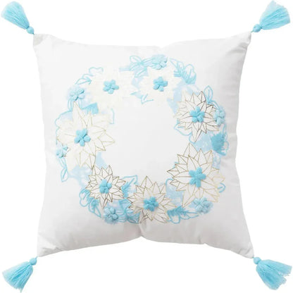 Evie White Aqua Throw Pillow Down Insert - LOOMLAN - LOOMLAN - Throw Pillows