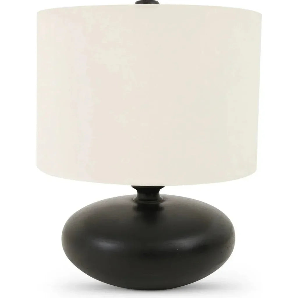 Evie Wood & Textured Cotton Black Table Lamp - LOOMLAN - Moe's Home - Table Lamps