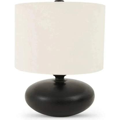 Evie Wood & Textured Cotton Black Table Lamp - LOOMLAN - Moe's Home - Table Lamps