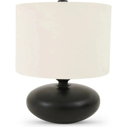 Evie Wood & Textured Cotton Black Table Lamp - LOOMLAN - Moe's Home - Table Lamps