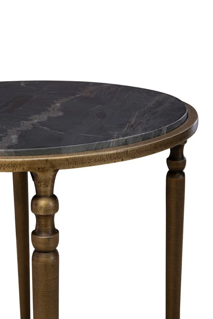 Evry Marble Top Round Side Table - LOOMLAN - Furniture Classics - Side Tables