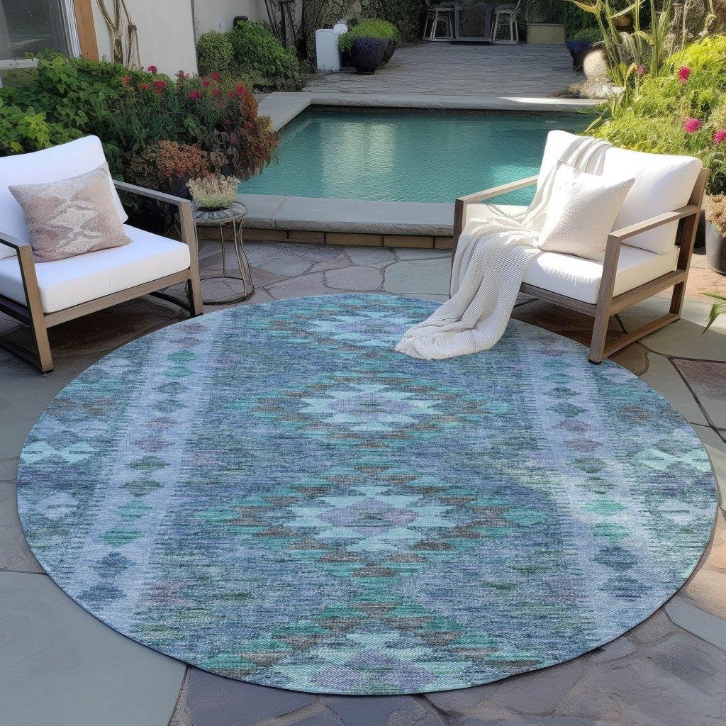 Evynne Blue Washable Indoor - Outdoor Rug - LOOMLAN - LOOMLAN Rugs - Outdoor Rugs
