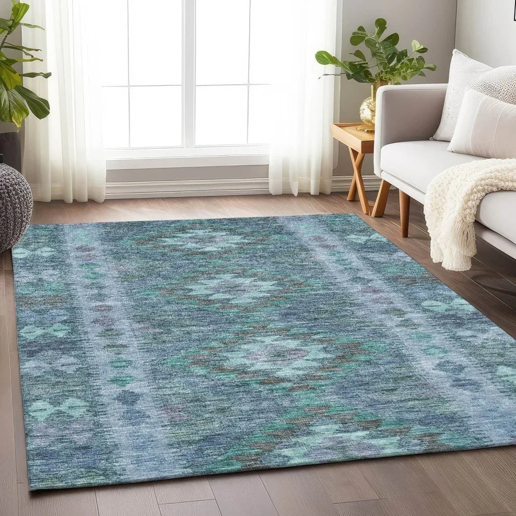 Evynne Blue Washable Indoor - Outdoor Rug - LOOMLAN - LOOMLAN Rugs - Outdoor Rugs