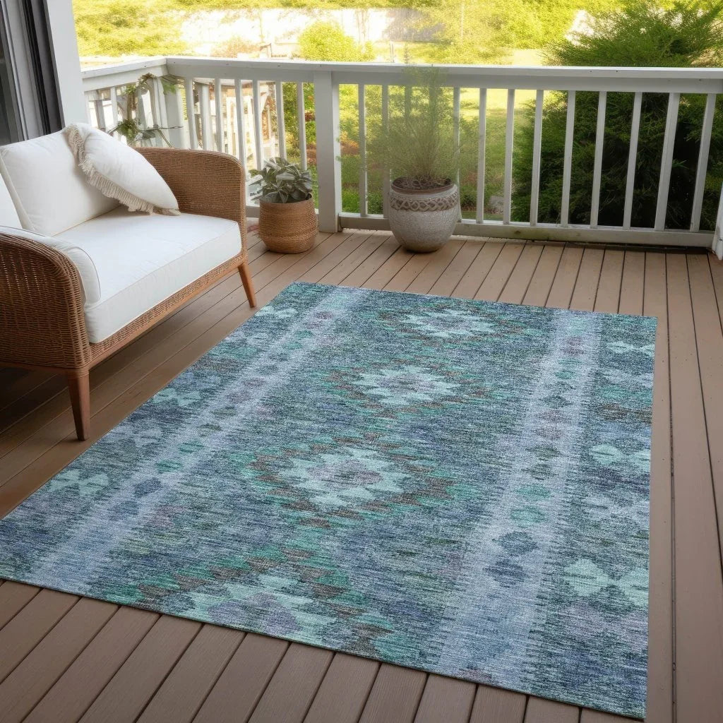 Evynne Blue Washable Indoor - Outdoor Rug - LOOMLAN - LOOMLAN Rugs - Outdoor Rugs