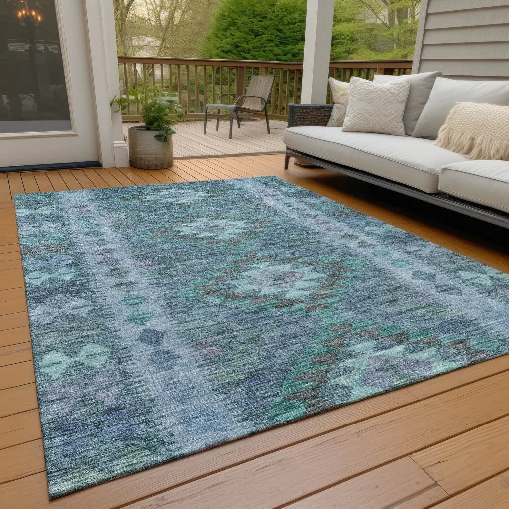 Evynne Blue Washable Indoor - Outdoor Rug - LOOMLAN - LOOMLAN Rugs - Outdoor Rugs