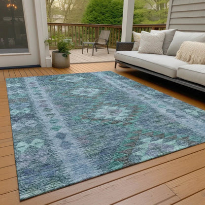 Evynne Blue Washable Indoor - Outdoor Rug - LOOMLAN - LOOMLAN Rugs - Outdoor Rugs