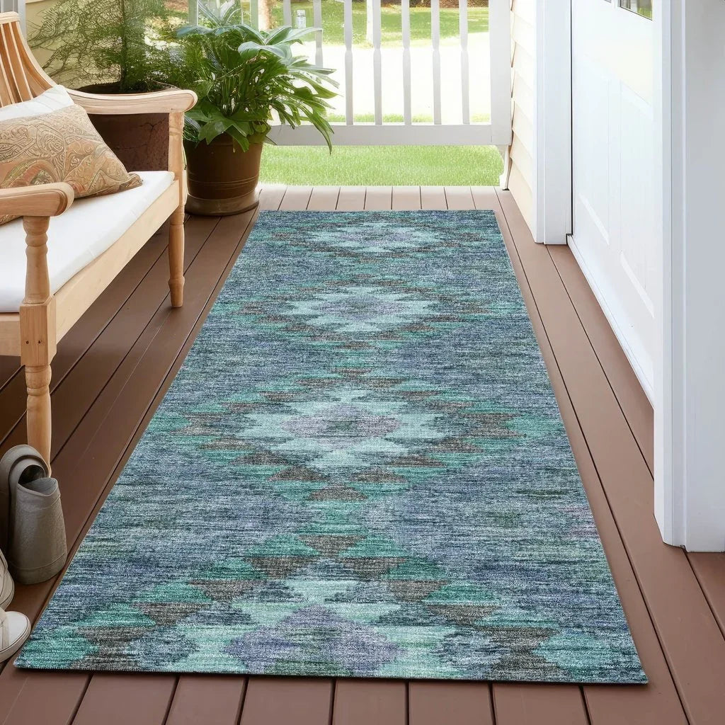 Evynne Blue Washable Indoor - Outdoor Rug - LOOMLAN - LOOMLAN Rugs - Outdoor Rugs