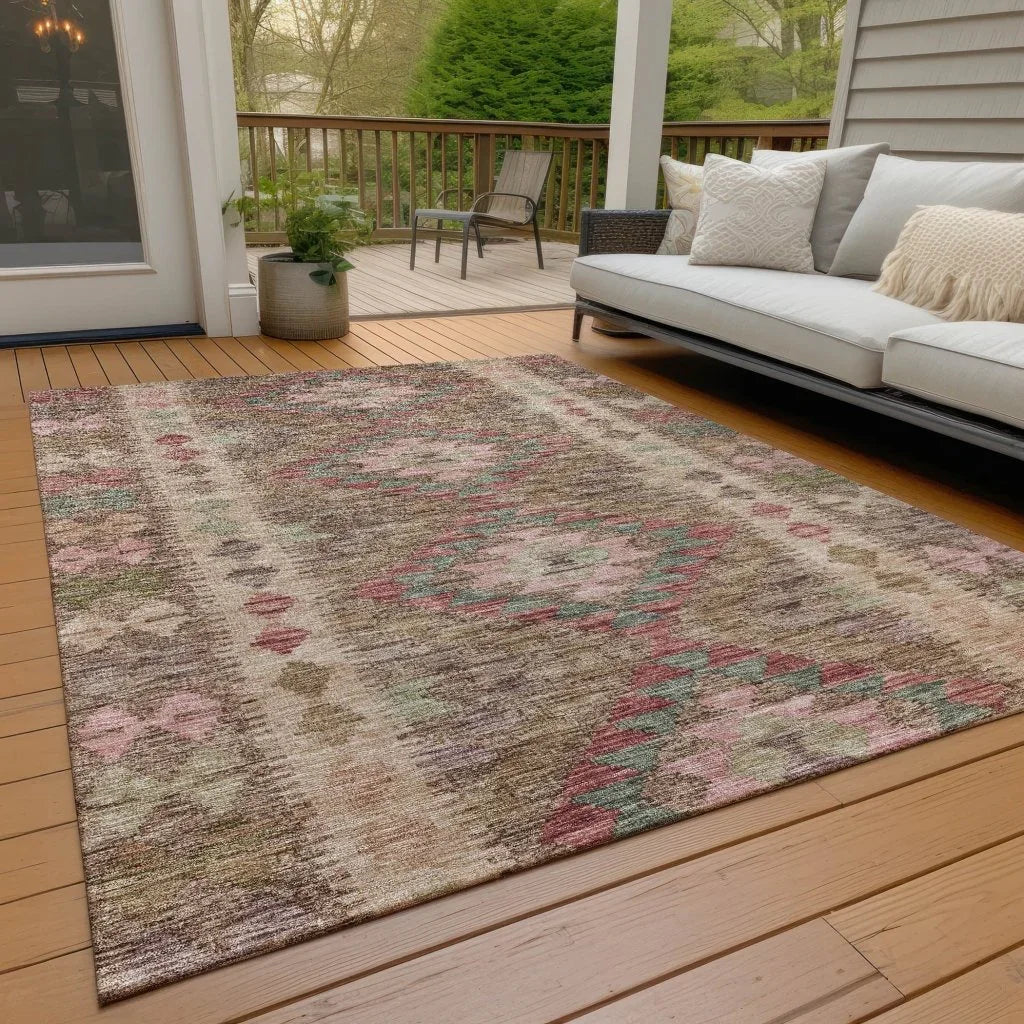 Evynne Brown Washable Indoor - Outdoor Rug - LOOMLAN - LOOMLAN Rugs - Outdoor Rugs