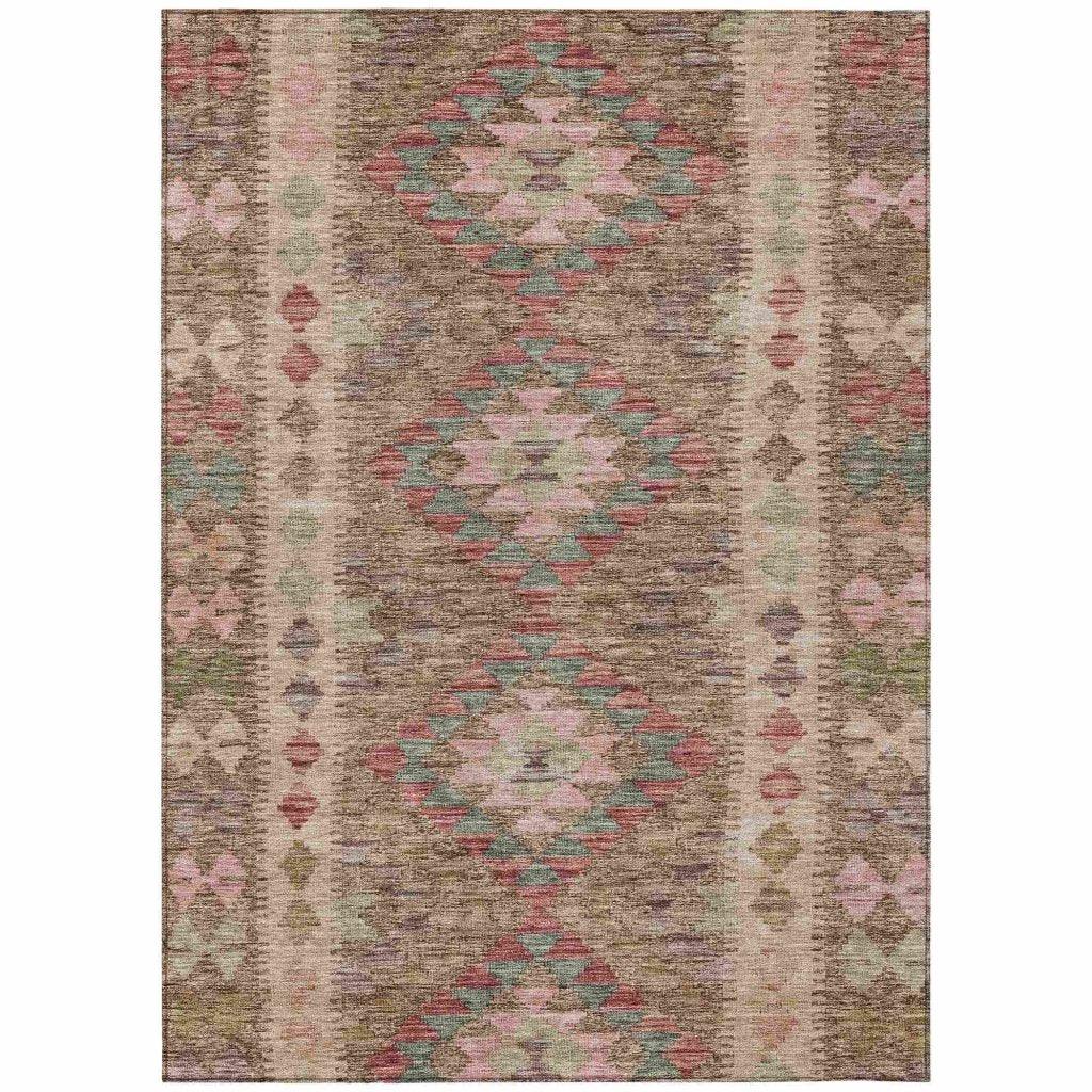 Evynne Brown Washable Indoor - Outdoor Rug - LOOMLAN - LOOMLAN Rugs - Outdoor Rugs