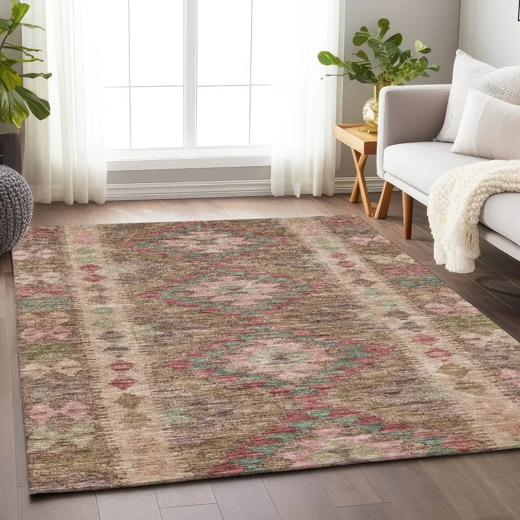 Evynne Brown Washable Indoor - Outdoor Rug - LOOMLAN - LOOMLAN Rugs - Outdoor Rugs
