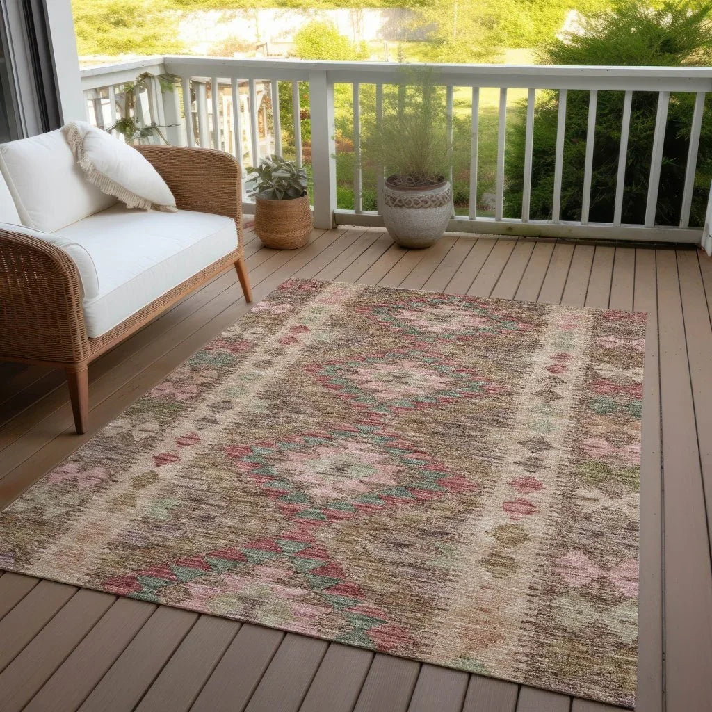 Evynne Brown Washable Indoor - Outdoor Rug - LOOMLAN - LOOMLAN Rugs - Outdoor Rugs