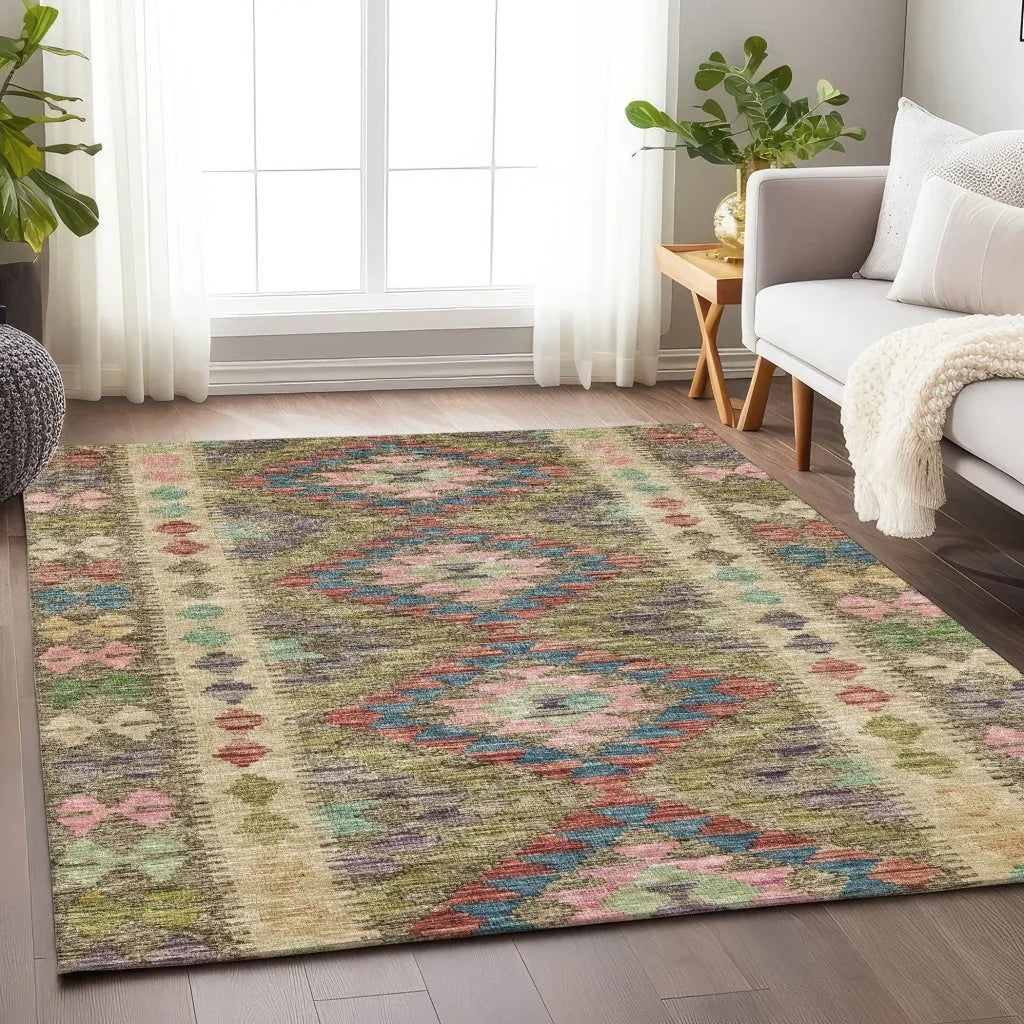 Evynne Green Washable Indoor - Outdoor Rug - LOOMLAN - LOOMLAN Rugs - Outdoor Rugs