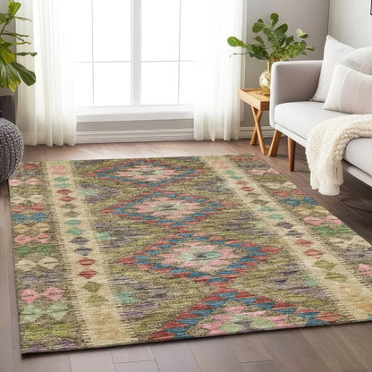 Evynne Green Washable Indoor - Outdoor Rug - LOOMLAN - LOOMLAN Rugs - Outdoor Rugs