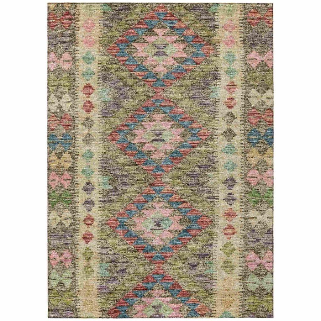 Evynne Green Washable Indoor - Outdoor Rug - LOOMLAN - LOOMLAN Rugs - Outdoor Rugs