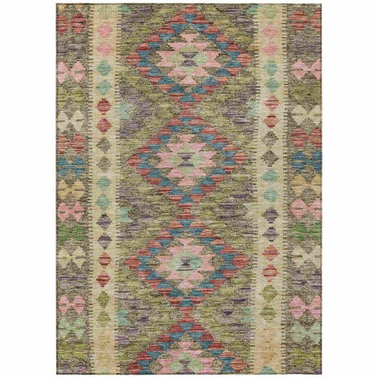 Evynne Green Washable Indoor - Outdoor Rug - LOOMLAN - LOOMLAN Rugs - Outdoor Rugs