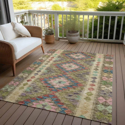 Evynne Green Washable Indoor - Outdoor Rug - LOOMLAN - LOOMLAN Rugs - Outdoor Rugs