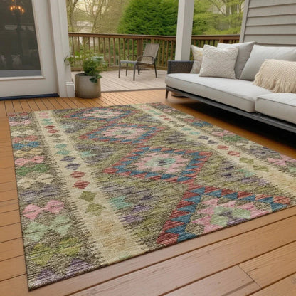 Evynne Green Washable Indoor - Outdoor Rug - LOOMLAN - LOOMLAN Rugs - Outdoor Rugs