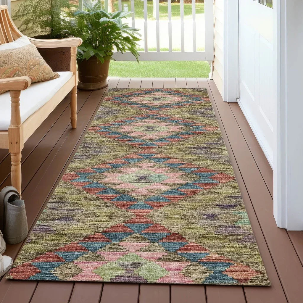 Evynne Green Washable Indoor - Outdoor Rug - LOOMLAN - LOOMLAN Rugs - Outdoor Rugs
