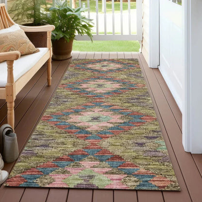 Evynne Green Washable Indoor - Outdoor Rug - LOOMLAN - LOOMLAN Rugs - Outdoor Rugs