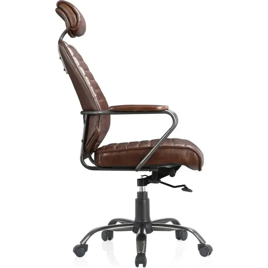 Executive Office Chair Dark Brown Leather-Office Chairs-Moe's Home-LOOMLAN