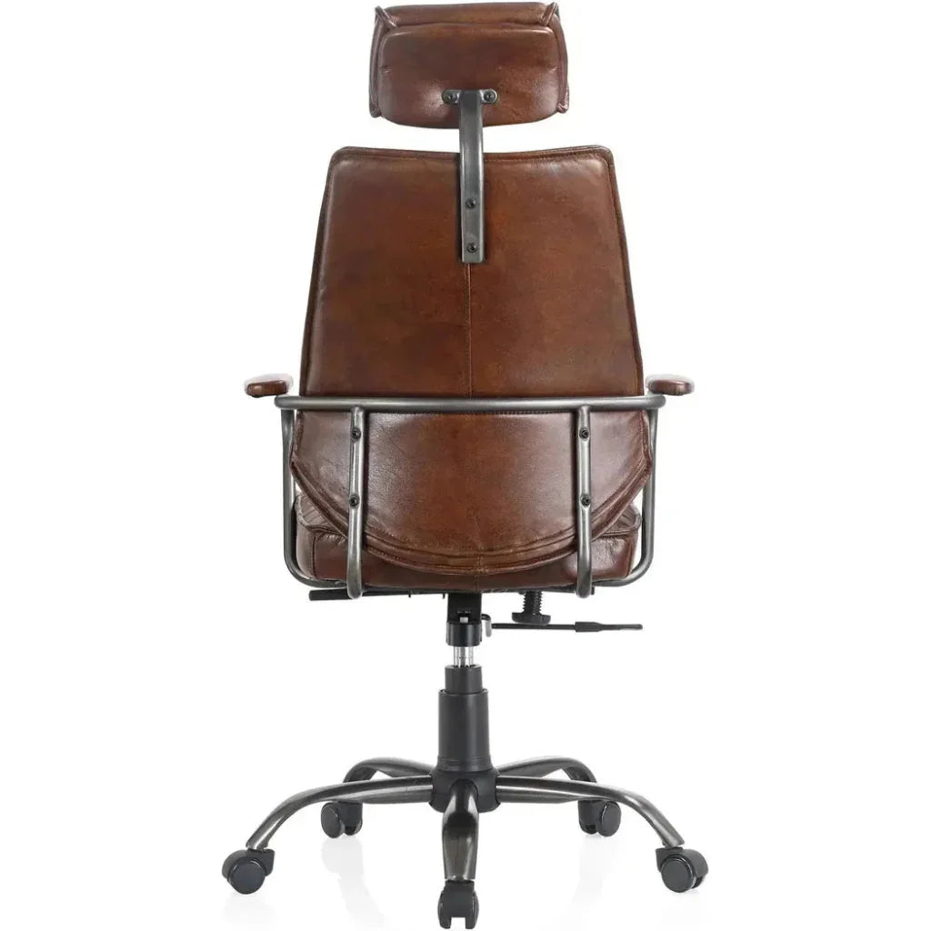 Executive Office Chair Dark Brown Leather-Office Chairs-Moe's Home-LOOMLAN