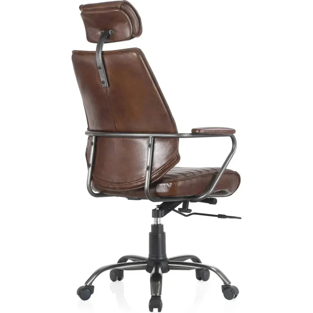 Executive Office Chair Dark Brown Leather-Office Chairs-Moe's Home-LOOMLAN