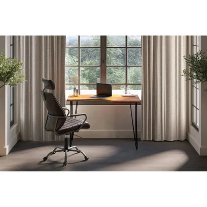 Executive Office Chair Dark Brown Leather-Office Chairs-Moe's Home-LOOMLAN