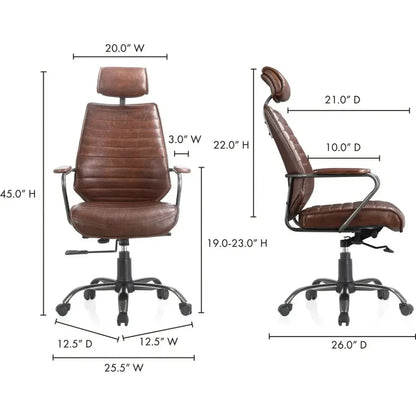 Executive Office Chair Dark Brown Leather-Office Chairs-Moe's Home-LOOMLAN