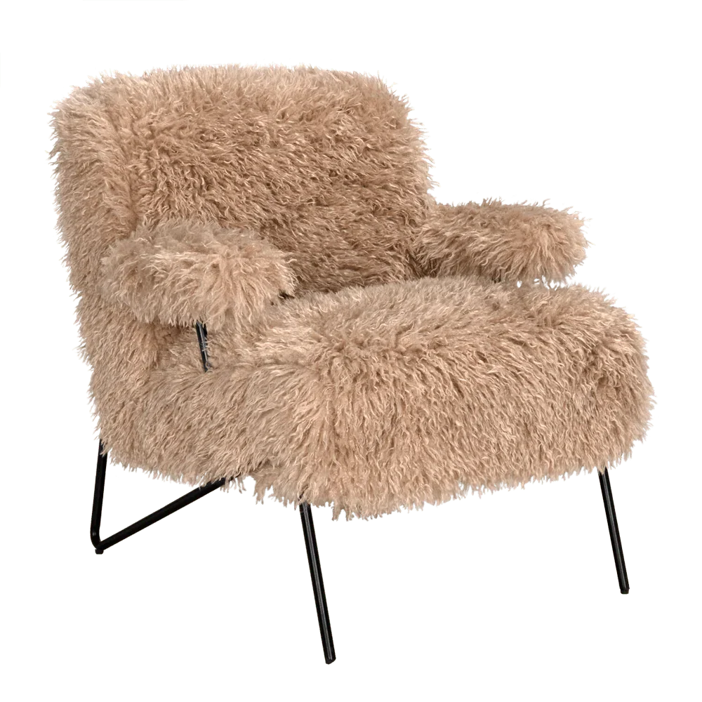 Exeter Vegan Fur Lounge Chair - LOOMLAN - Noir - Club Chairs