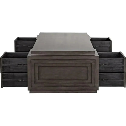 Extra Large Mentor Desk,Wood Unique Desk Drawers-Home Office Desks-Noir-LOOMLAN