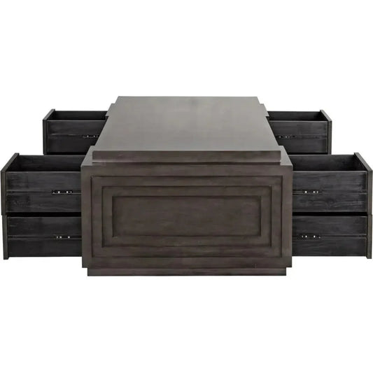 Extra Large Mentor Desk,Wood Unique Desk Drawers-Home Office Desks-Noir-LOOMLAN