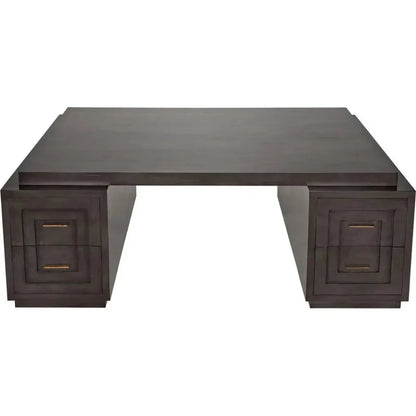 Extra Large Mentor Desk,Wood Unique Desk Drawers-Home Office Desks-Noir-LOOMLAN