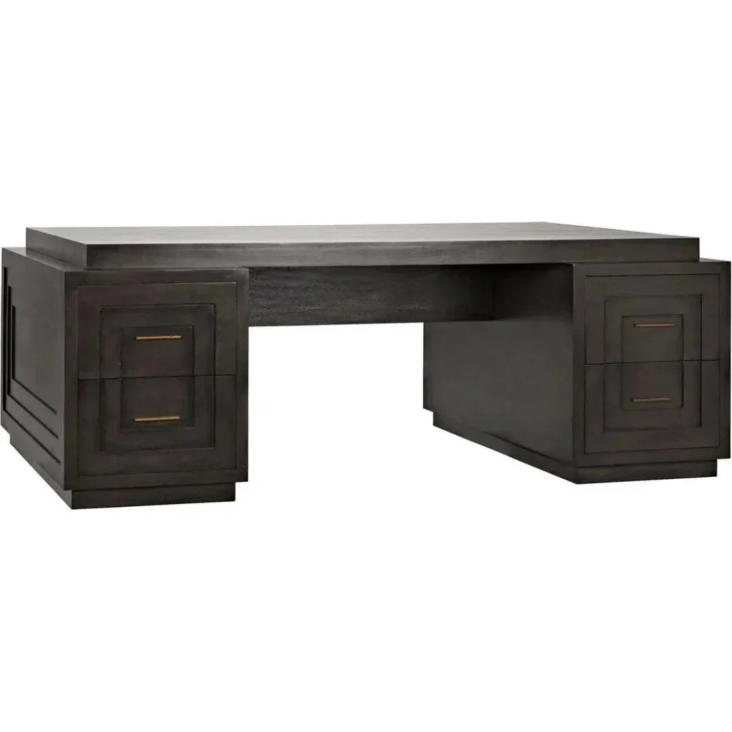 Extra Large Mentor Desk,Wood Unique Desk Drawers-Home Office Desks-Noir-LOOMLAN