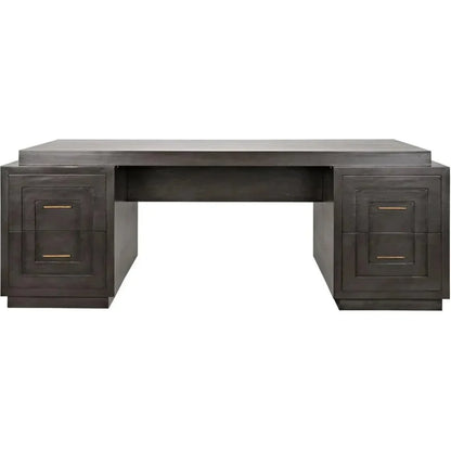 Extra Large Mentor Desk,Wood Unique Desk Drawers-Home Office Desks-Noir-LOOMLAN