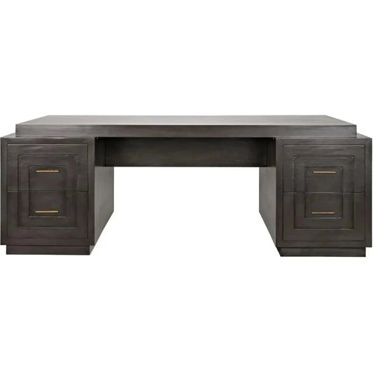Extra Large Mentor Desk,Wood Unique Desk Drawers-Home Office Desks-Noir-LOOMLAN