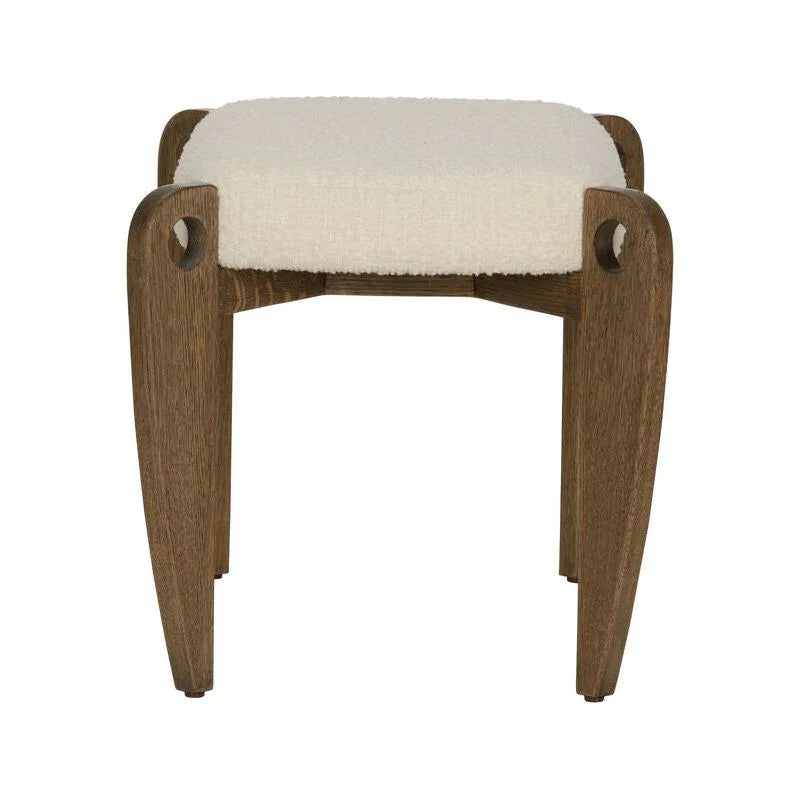 Eyelet White Modern Vanity Stool - LOOMLAN - Wildwood - Poufs and Stools